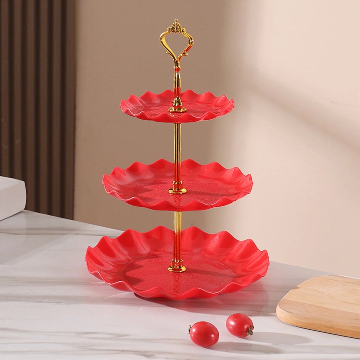 Présentoir de buffet ondulé en plastique pour assiettes de fruits et desserts