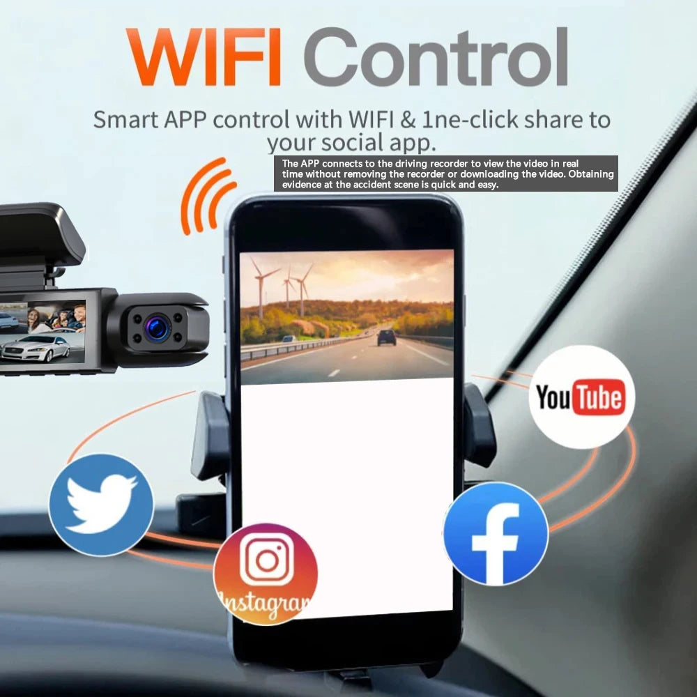 1080P WiFi Dual Dash Cam mit Rückfahrkamera und Videorecorder