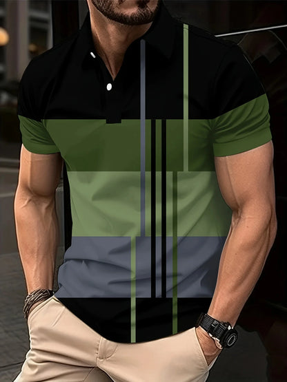 Herren Golf Stripe Poloshirt Lässiges Kurzarm-Poloshirt Einfarbiges Revers Mode Neues Business-Sport-T-Shirt Atmungsaktives Oberteil