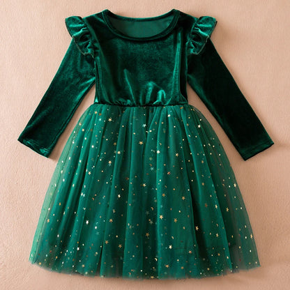 Robe de princesse en velours bébé fille