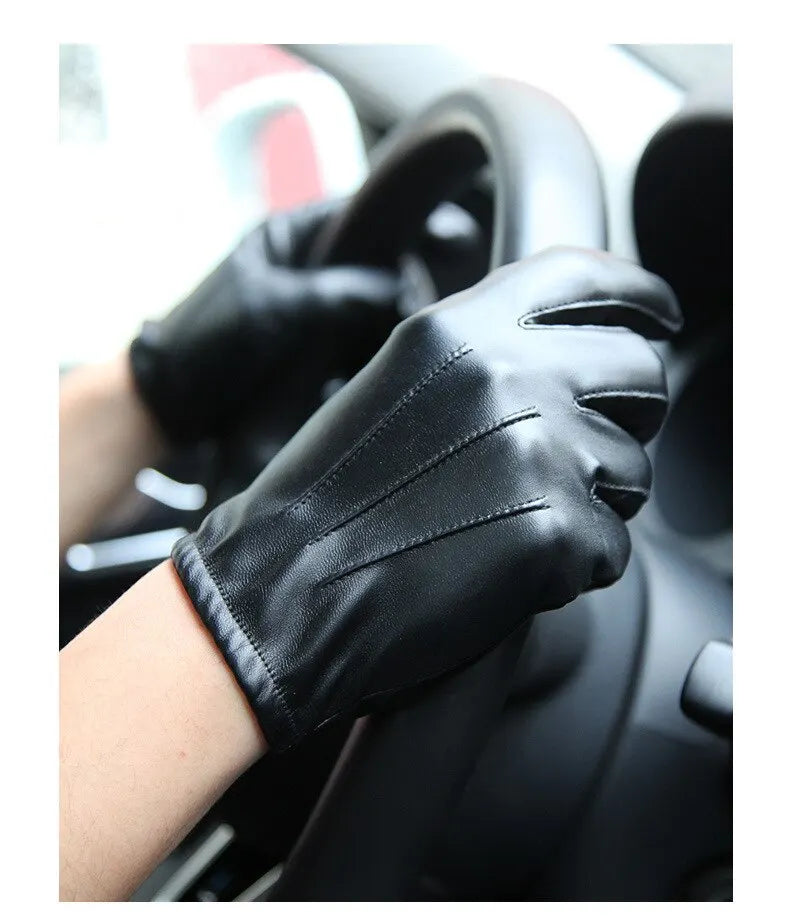 Winter PU Leather Gloves - Touchscreen Cashmere-Lined