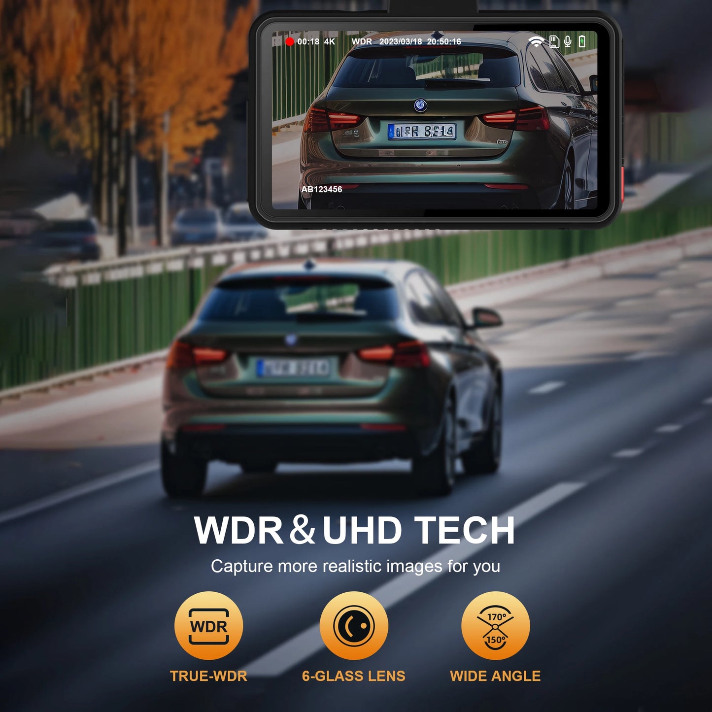 4K-Dashcam mit Doppelobjektiv und WLAN – Zeitraffer – 24-Stunden-Parküberwachung