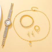 Elegant 6-Piece Rhinestone Women's Watch Set
