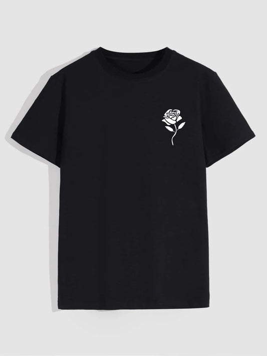 T-shirt imprimé roses - T-shirts à manches courtes et col rond