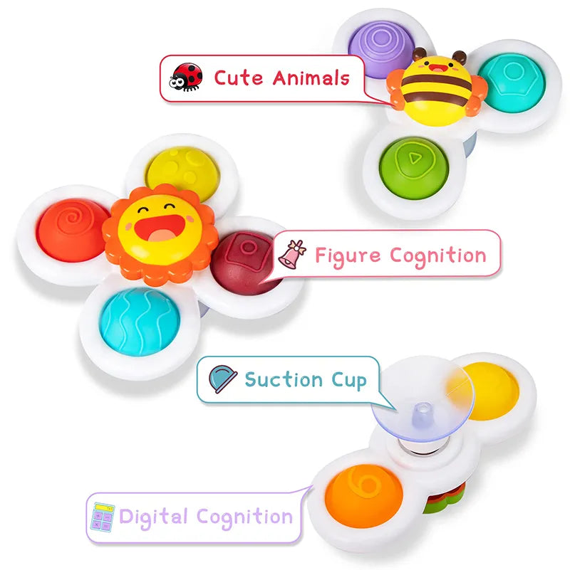 Cartoon Suction Cup Rattles Baby Bath Toys