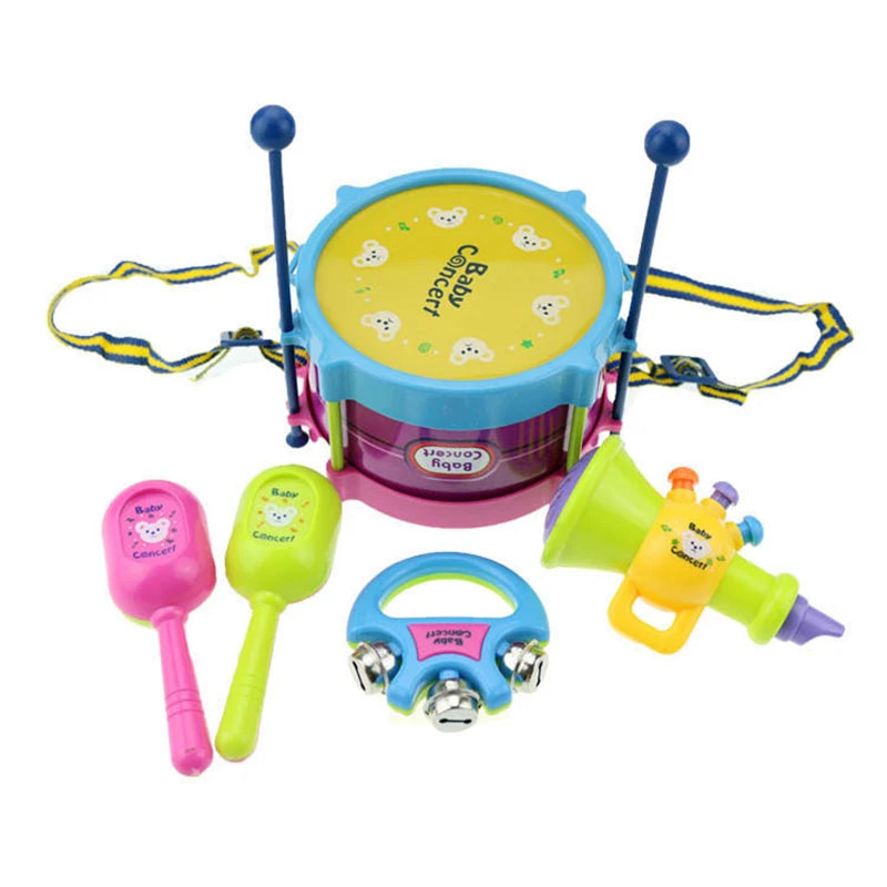 5-teiliges/4-teiliges Schlagzeug-, Trompeten- und Percussion-Set für Kinder