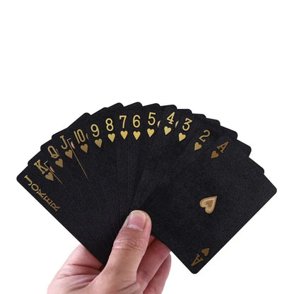 Black Gold Waterproof Playing Cards Poker Suit Magic Trick Board Game Set