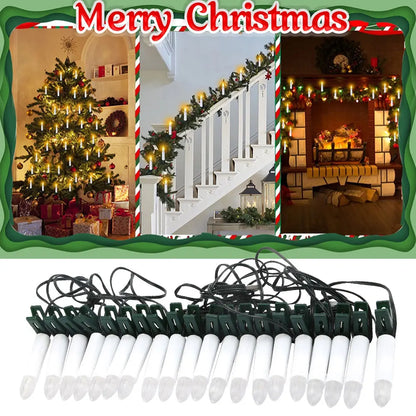 Lot de 20 bougies coniques sans flamme à clipser à LED - Décoration de guirlande pour sapin de Noël