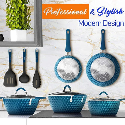 Blue Stainless Steel Cookware Set