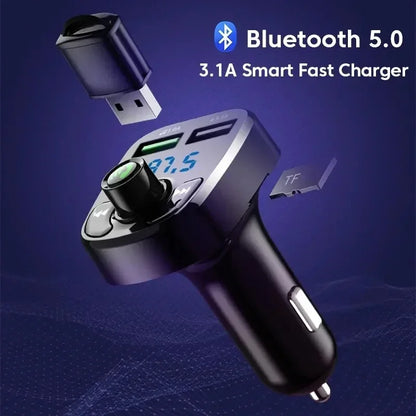 Transmetteur FM de voiture Bluetooth 5.0 avec lecteur MP3, chargeur USB et appels mains libres