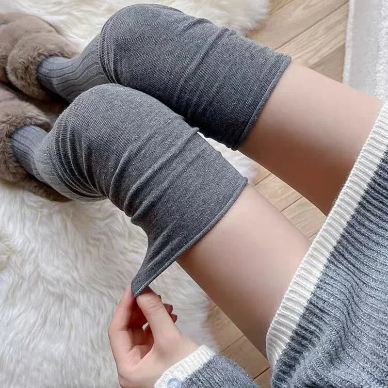 Solid Color Thigh-High Socks - Warm Cotton