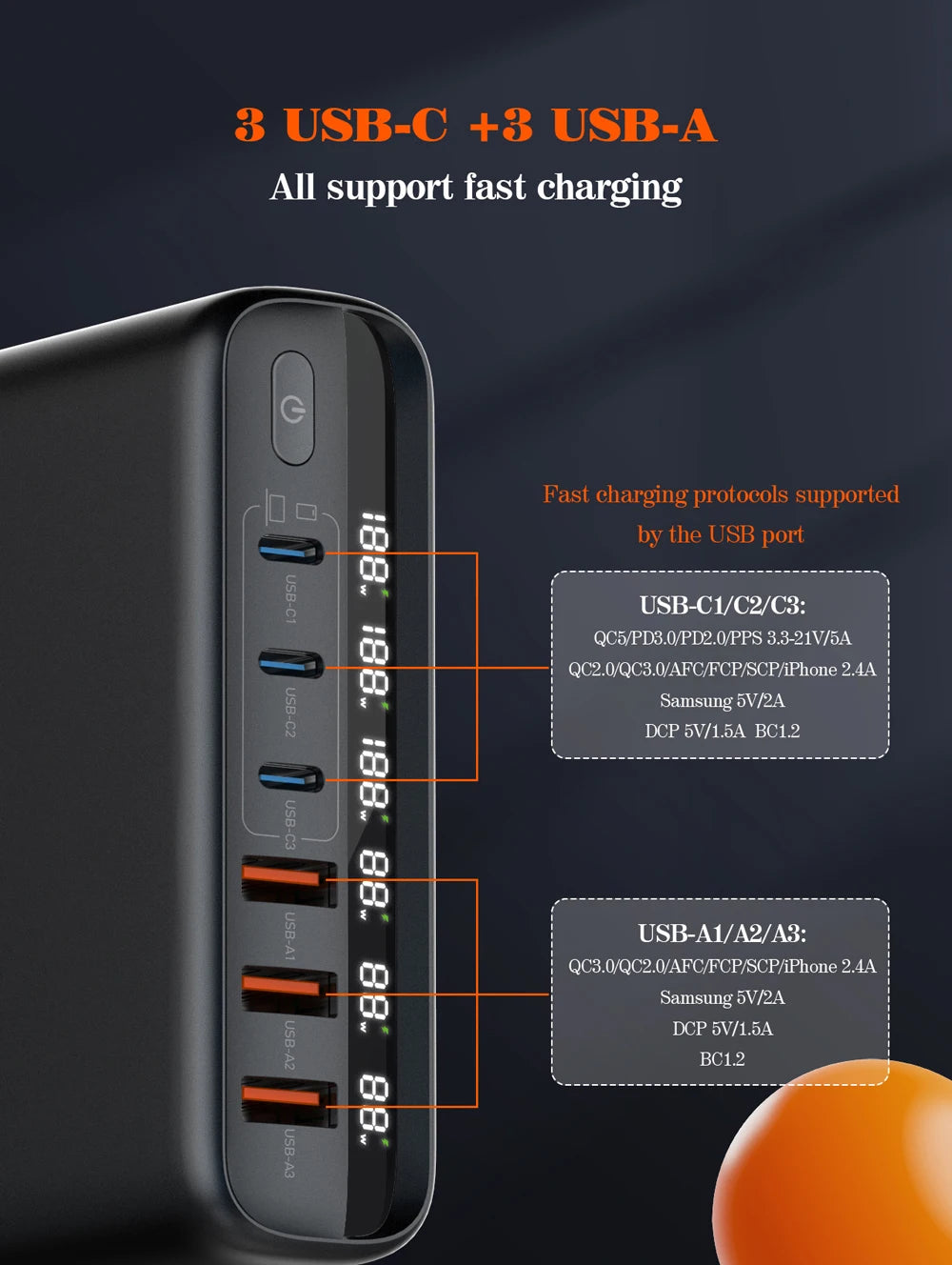 6-Port USB  Fast Charge for All Your Devices