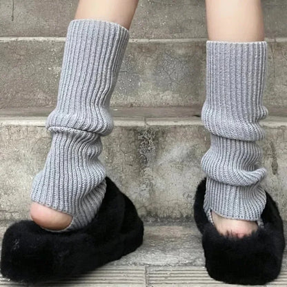 Lolita Knitted Leg Warmers - Hollowed Knee-High