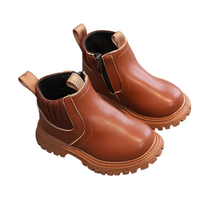 British Style Kids' Non-Slip Side Zipper Ankle Boots