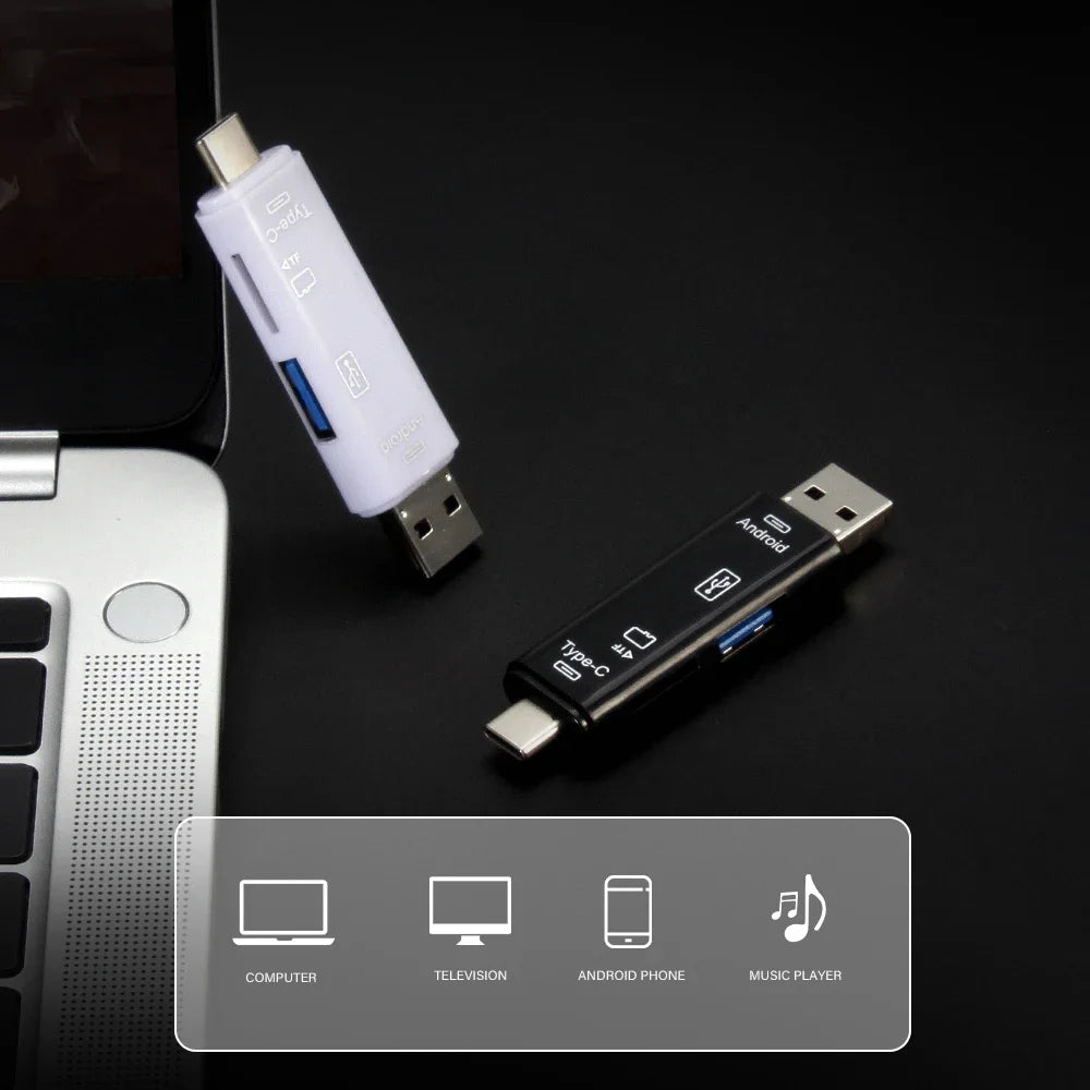 Type-C 5-in-1 Multifunction Card Reader for External Storage