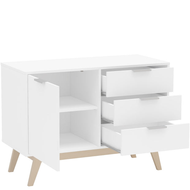 Zafra 39 In. Sideboard, White Finish Constructed From Engineered Wood with A Resistant Melamine Finish