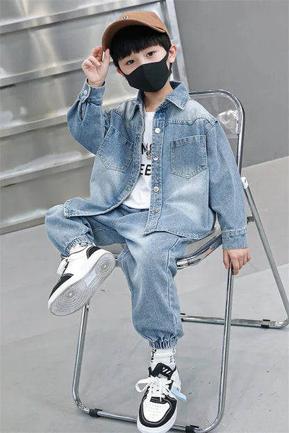 Boys Denim Jacket & Casual Outfit Set