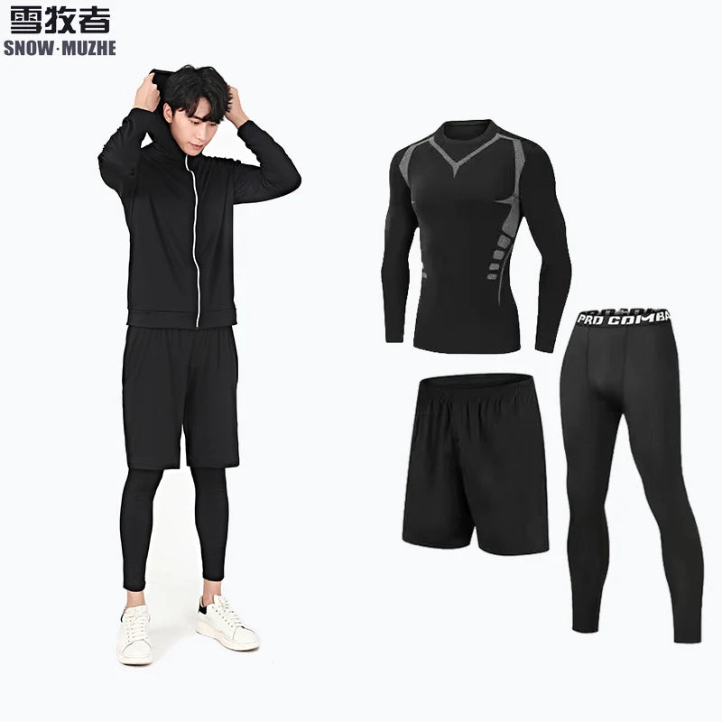 Men's Compression Running Set - Gym Fitness Tracksuit for Basketball, Jogging