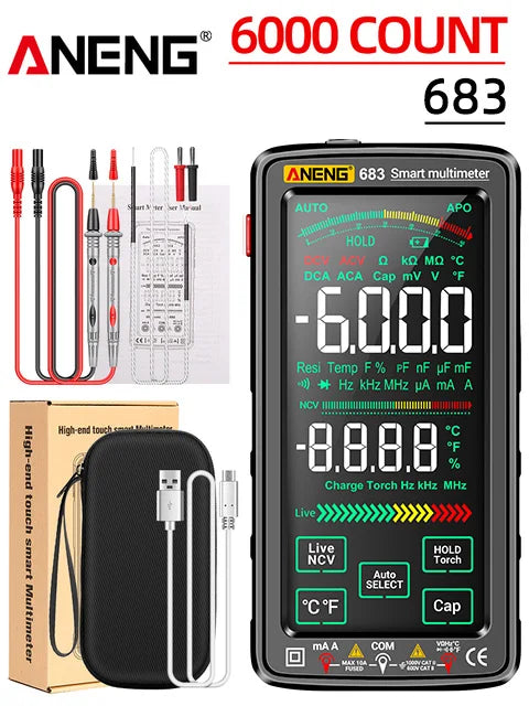 6inch Multimeter KOKANIA | 683 Smart Multimeter - High-End Touch, 6000 Counts, Rechargeable