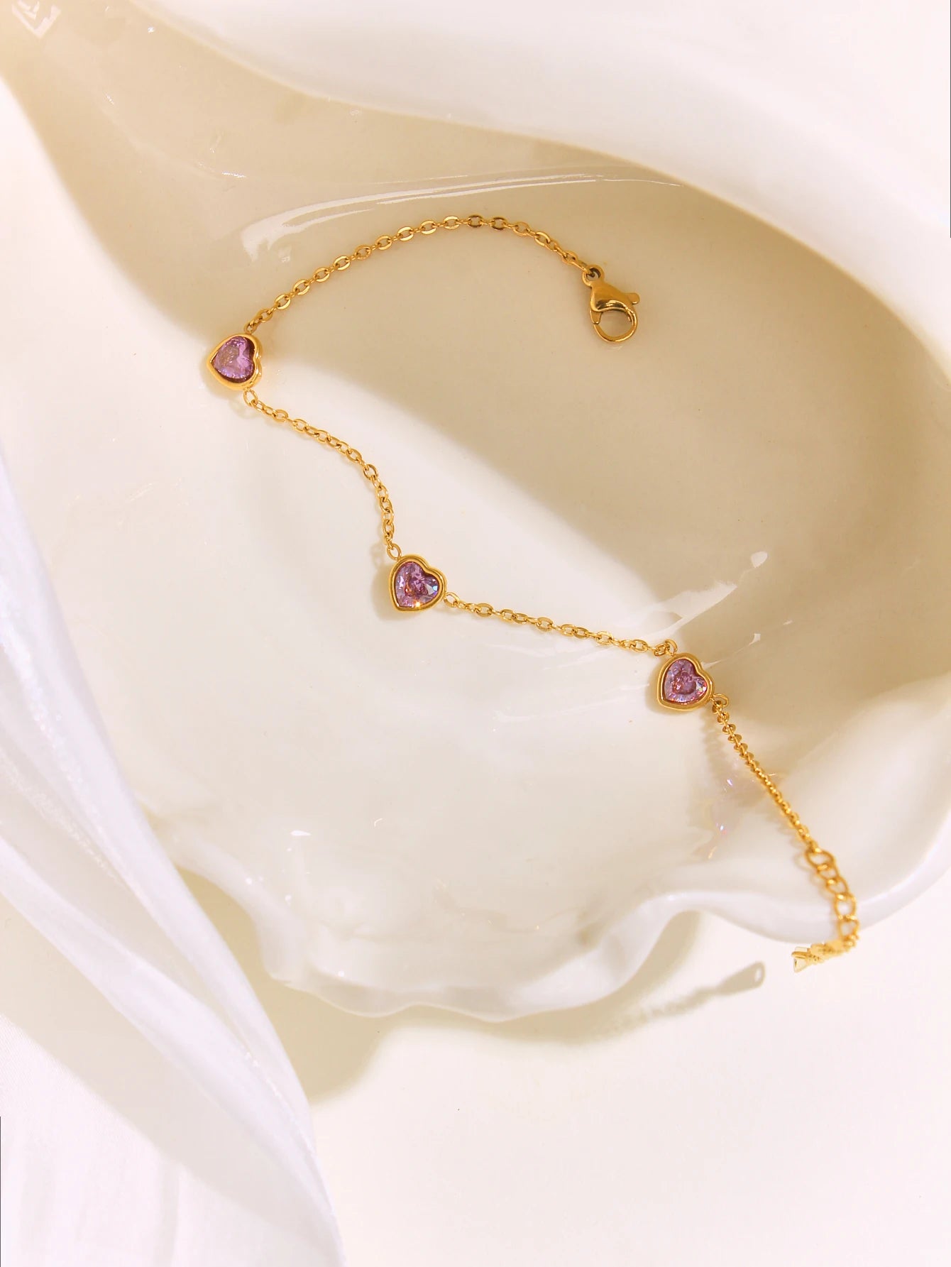 Heart-Shaped Zircon Stainless Steel Bracelet for Women