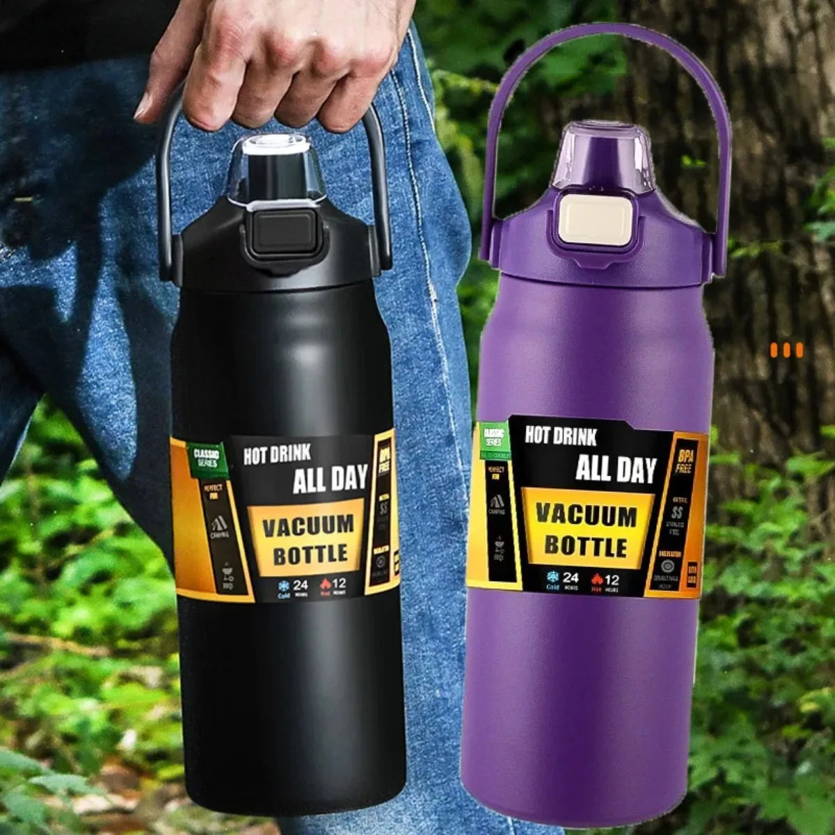 thermos bottle, thermos flask, vacuum flask, flask bottle, thermal flask, thermal water bottle, hot water flask