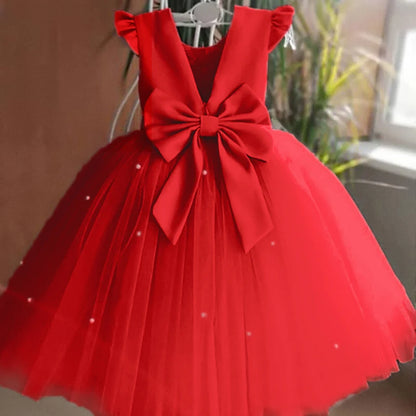 Robe de princesse de Noël rouge pour petite fille