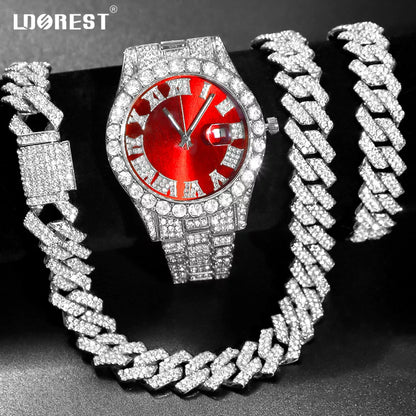 Hip Hop Bling Trio Cuban Chain Jewelry Set