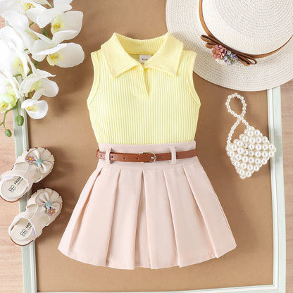 Ensemble robe sans manches à pois pour fille