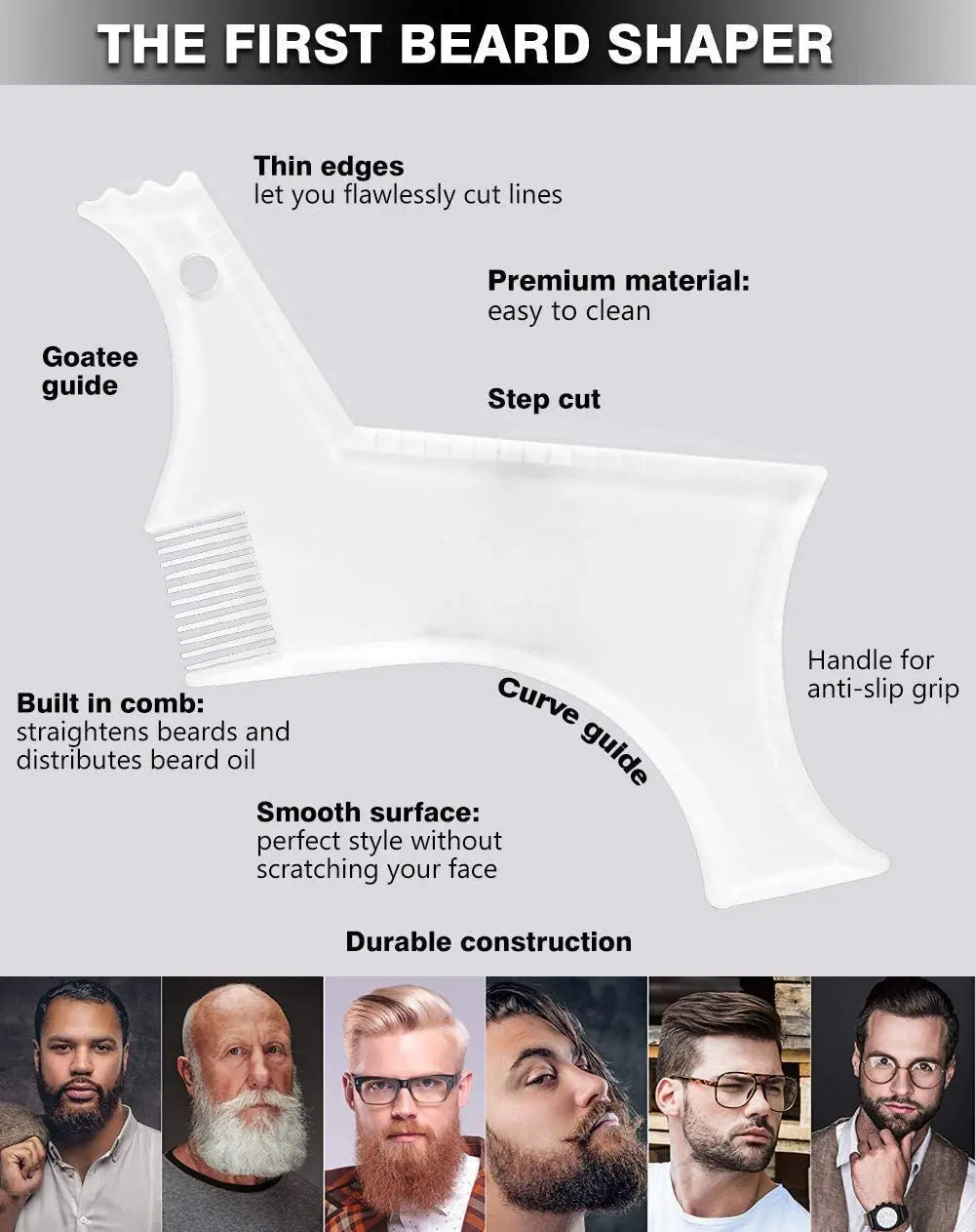 Pochoir peigne à barbe pour hommes - Outil de mise en forme léger tout-en-un