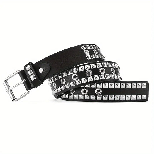 Ceinture en cuir à rivets pour hommes