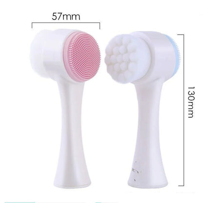 Double-Sided Silicone Facial Cleansing Brush - Soft Exfoliator