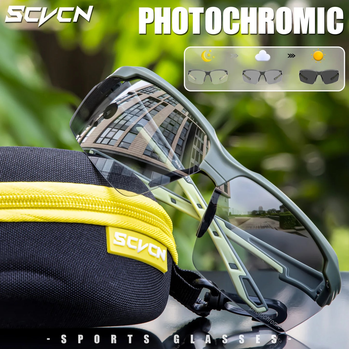 Lunettes de soleil photochromiques pour cyclisme UV400 Lunettes de sport de plein air Lunettes de course unisexes pour vélo de route VTT