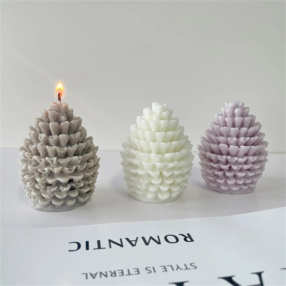 Battery-Operated Pineapple & Pine Cone LED Candle - Warm White