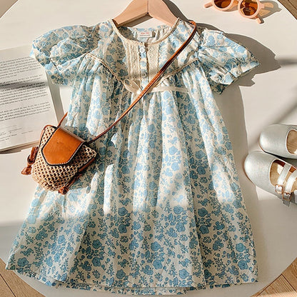 Girls' Printed Short Sleeve Dress