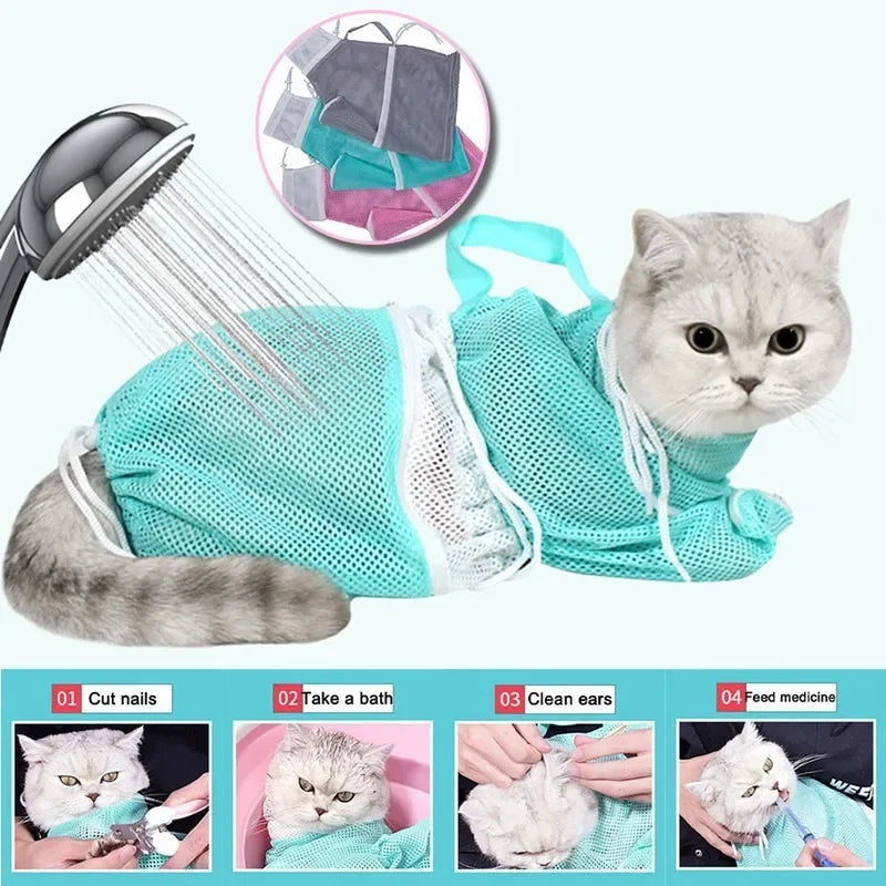 Sac de retenue pour toilettage et bain pour chat