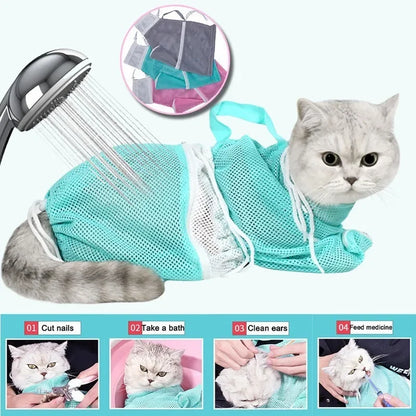 Sac de retenue pour toilettage et bain pour chat