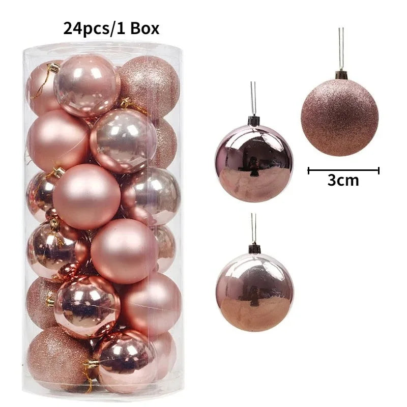 24 boules à suspendre pour arbre de Noël de 6 cm - Décorations de Noël