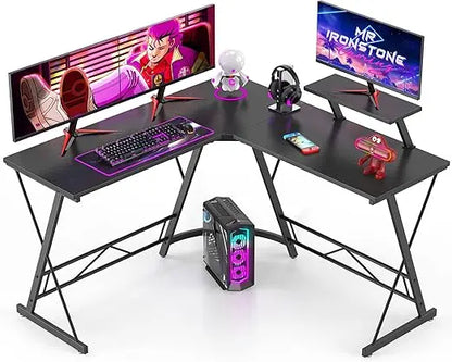 Bureau à domicile en forme de L avec rangement