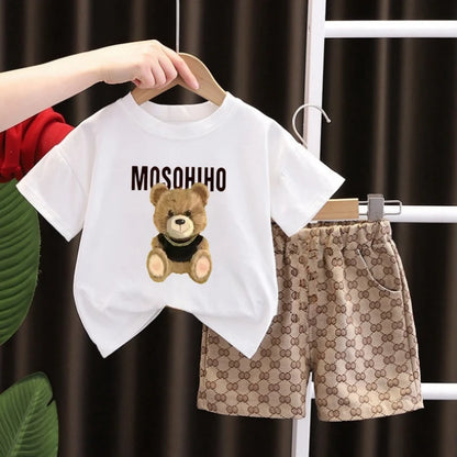 Kid's Cartoon Bear T-Shirt & Shorts Set