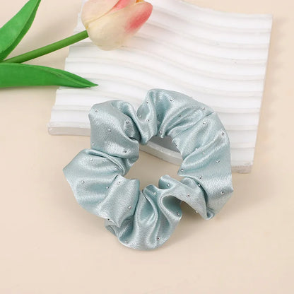 Haargummi aus Seidensatin mit Strasssteinen – Schwarzes elastisches Haargummi