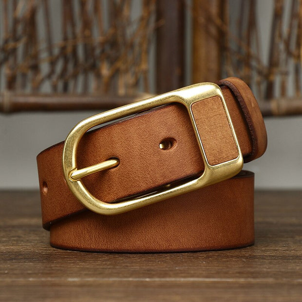 Vintage Brass Buckle Leather Belt