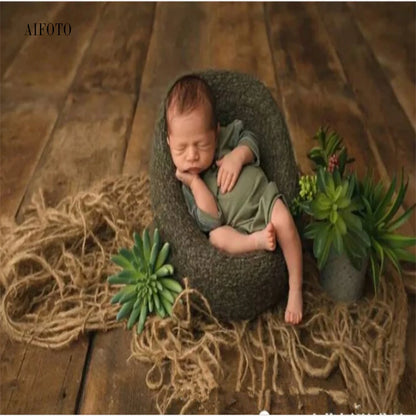 Newborn Photography Props Chunky Burlap Layer Net Hessian Jute Backdrop Blanket Mat Baby Blanket For Photo Shoot Accessories