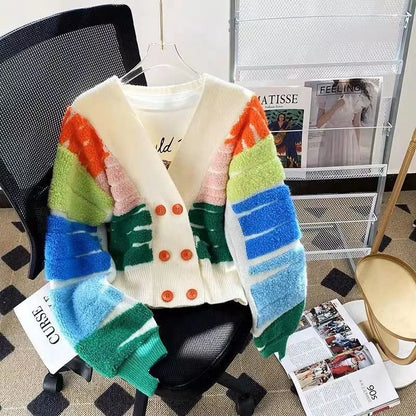 Manteau cardigan brodé coloré pour femme