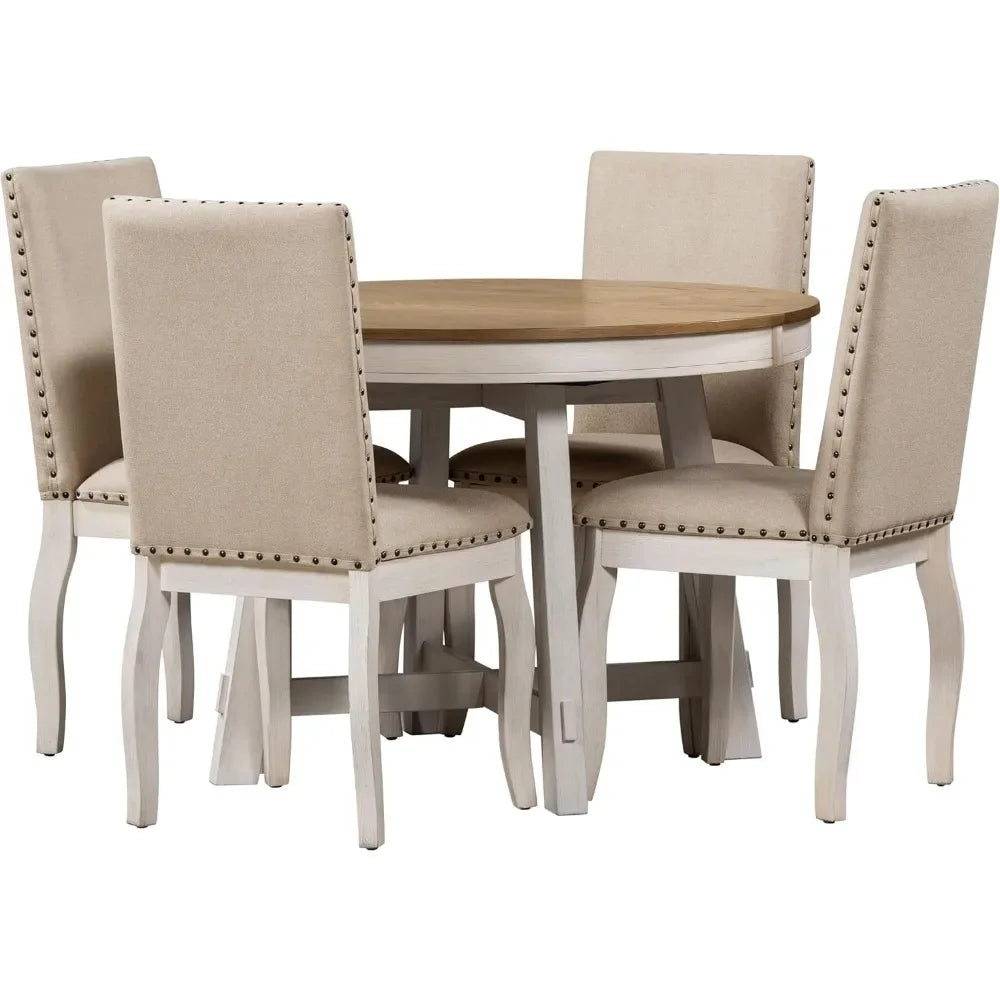 5-Piece White Dining Table Set