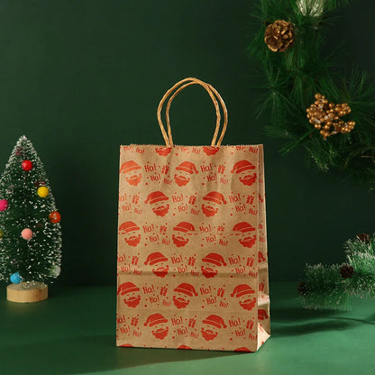6pcs Kraft Christmas Gift Bags for Festive Packaging