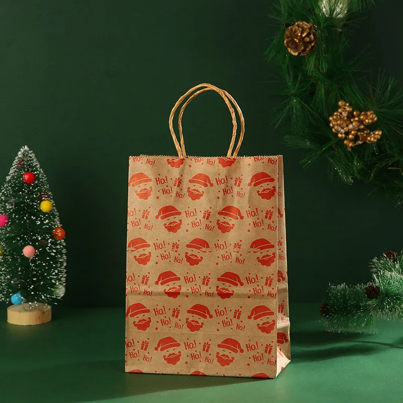 6 Stück Kraft-Weihnachtsgeschenktüten für festliche Verpackung