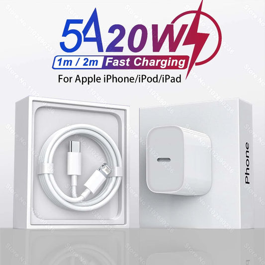 Chargeur rapide 20W pour Apple iPhone 13 12 11 14 Pro Max Plus avec câble de chargement