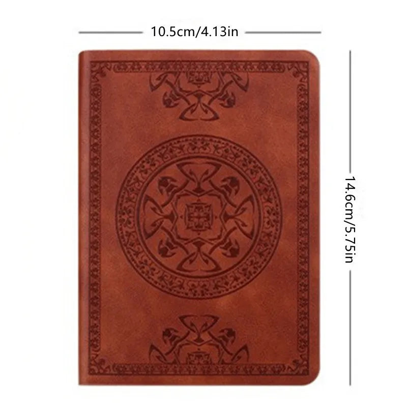 A6 Retro Pocket-Size Mini Notebook - Stamped PU Leather Writing Book for Office Bookkeeping