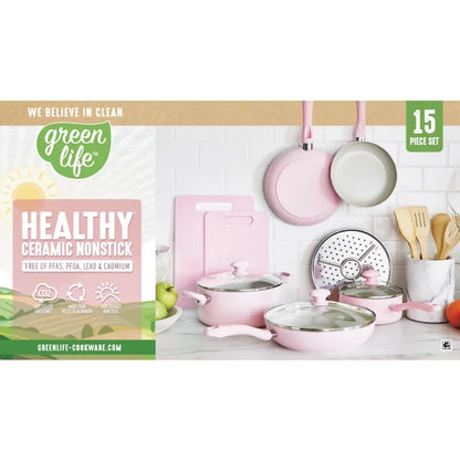 Pink Ceramic Nonstick Cookware Set