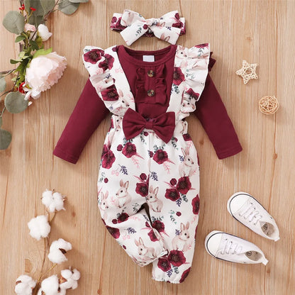 Baby Girl Clothes Set + Flower Pants - 2PCS